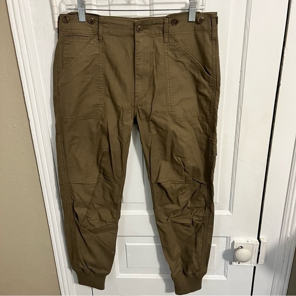 Vince Olive Green High Waisted Military Style Joggers Pants Size 8 V2 - Picture 2 of 10